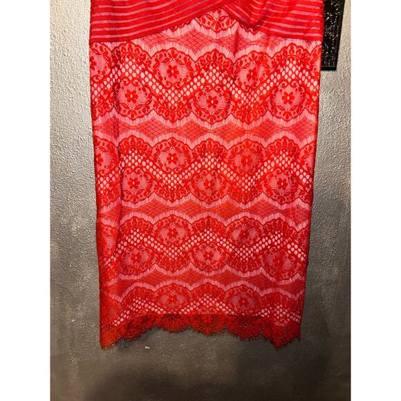 Tadashi Shoji Prom New Years Pepperment Chantilly Lace Boatneck Sleeveless Dress - Picture 5 of 10